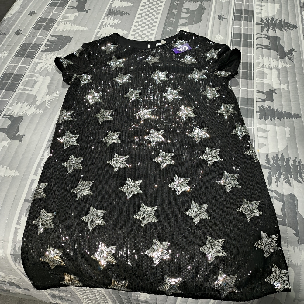Chic Black and Silver Starry Kids Formal Dress